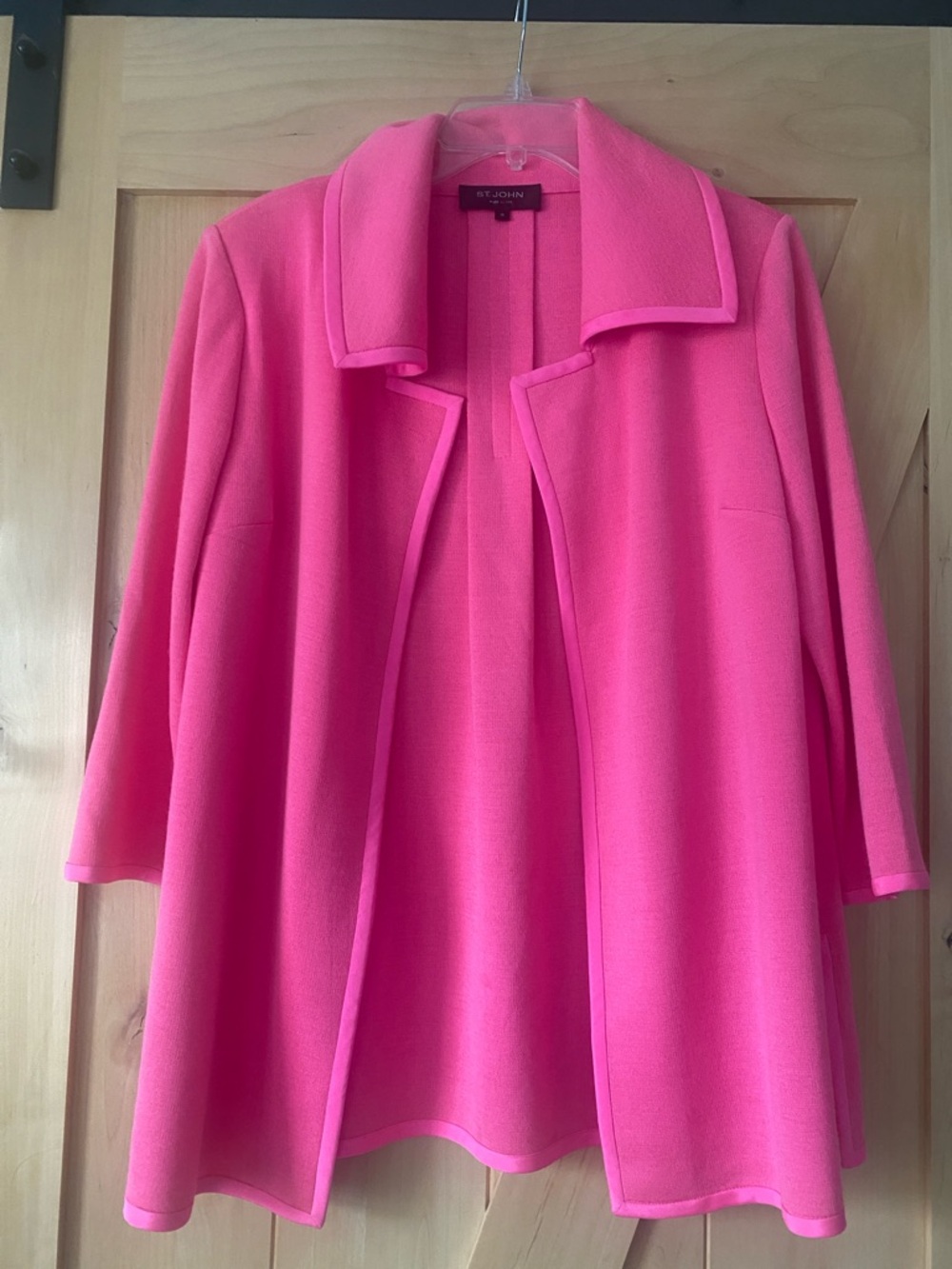 St. John Hot Pink Open Front Knit Jacket